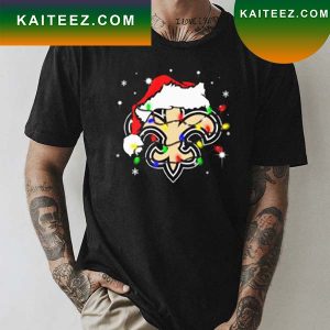 New Orleans Saints Santa Hat Christmas Light T-Shirt