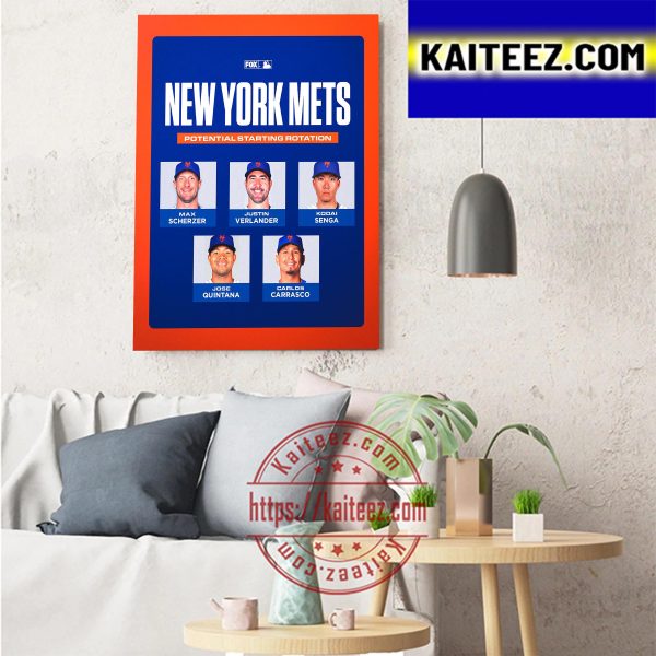 New York Mets Potential Starting Rotation For MLB 2023 Art Decor Poster Canvas