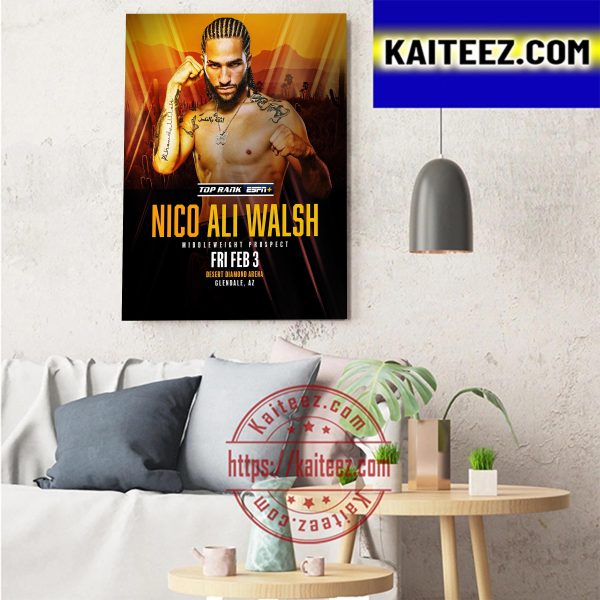 Nico Ali Walsh Middleweight Prospect On Top Rank Boxing Art Decor Poster Canvas