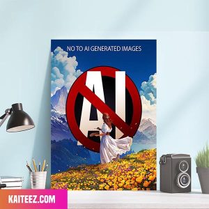 No To AI Generated Images Support Human Artists Canvas-Poster Home Decorations