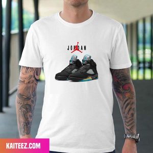 Official Images Jordan Retro 5 Black Aqua Fan Gifts T-Shirt