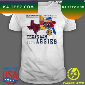Official texas A&m Aggies Sec Southeastern Conference Map T-shirt