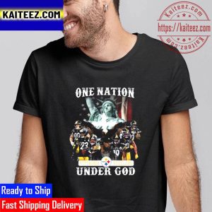 One Nation Pittsburgh Steelers Under God American Flag Signatures Vintage T-Shirt
