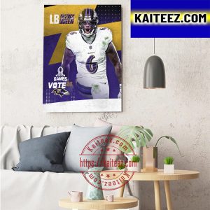 Patrick Queen In NFL Pro Bowl Game Vote 23 With Baltimore Ravens Art Decor Poster Canvas