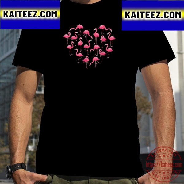 Pink Flamingo Heart Happy Valentine Day For Flamingo Lovers Vintage T-Shirt