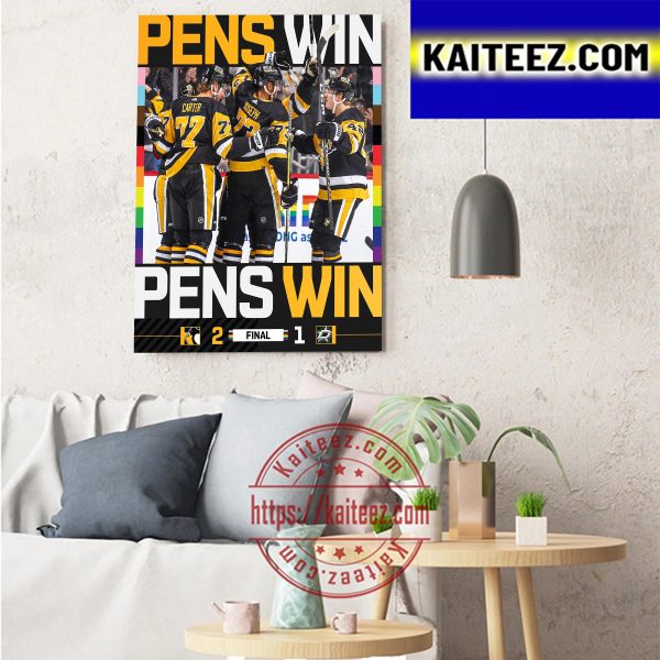 Pittsburgh Penguins 6 Wins In A Row In NHL Art Decor Poster Canvas