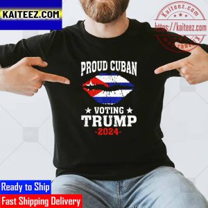 Proud Cuban Voting Trump 2024 Election USA Flag Lips Vintage T-Shirt
