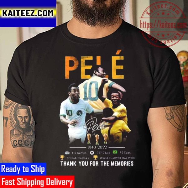 RIP Pele 1940 2022 Career Of Legend Football Thank You For The Memories Vintage T-Shirt