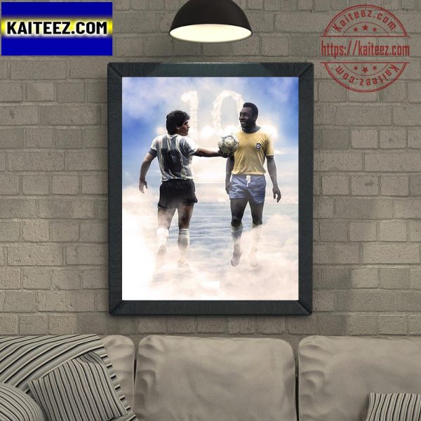 RIP Two GOAT Pele And Diego Maradona Art Decor Poster Canvas