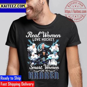 Real Women Love Baseball Smart Women Love The Seattle Kraken Signatures 2022 Vintage T-Shirt