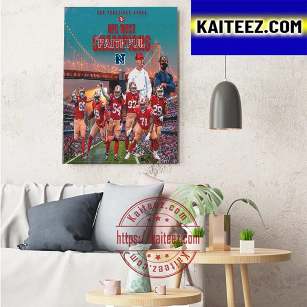 San Francisco 49ers Champs 2022 NFC West Division Champions Art Decor Poster Canvas