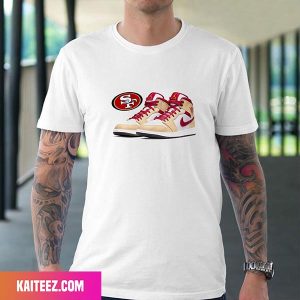 San Francisco 49ers x Jordan 1 MID White Light Curry Style T-Shirt