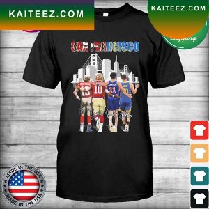 San Francisco Sport City Joe Montana Jimmy Garoppolo Klay Thompson and Stephen Curry signatures T-shirt
