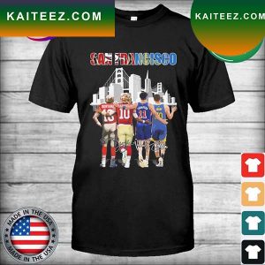 San Francisco Sport City Joe Montana Jimmy Garoppolo Klay Thompson and Stephen Curry signatures T-shirt