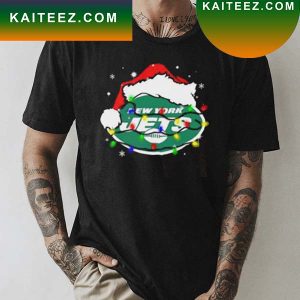 Santa New York Jets Logo Lights Christmas T-shirt
