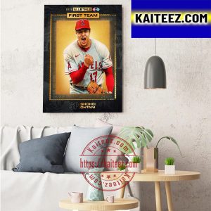 Shohei Ohtani 2022 All MLB First Team SP Rotation Los Angeles Angels Art Decor Poster Canvas