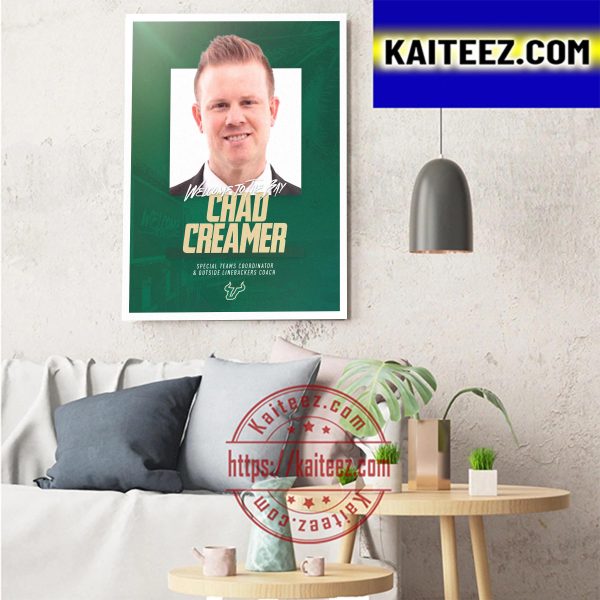 South Florida Bulls Football Welcome To The Bay Chad Creamer Art Decor Poster Canvas