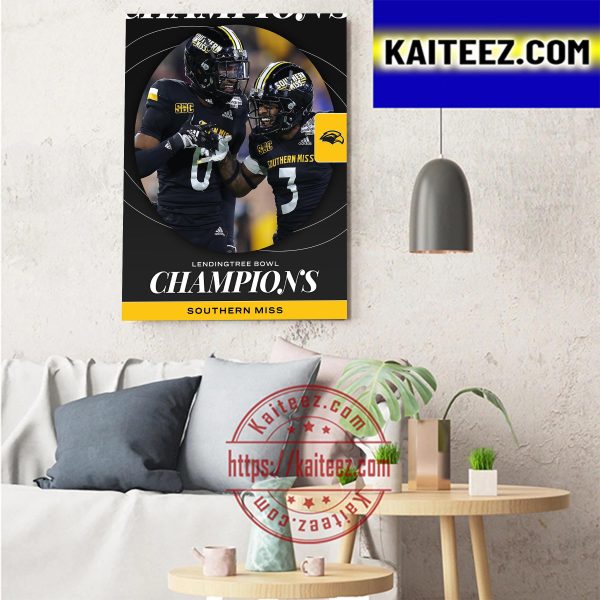 Southern Miss Football Are Champions 2022 LendingTree Bowl Champions Art Decor Poster Canvas