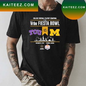 TCU vs Michigan 2022 College Football Playoff Fiesta Bowl Head to Head Black T-Shirt