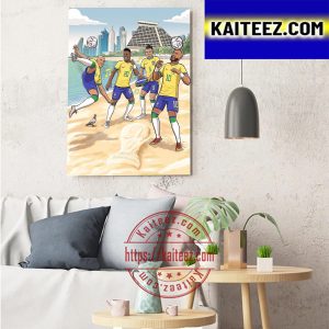 Team Brazil In FIFA World Cup Qatar 2022 Art Decor Poster Canvas