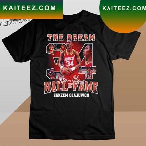 The Dream Houston hall of fame basketball Hakeem Olajuwon legend with signature T-shirt