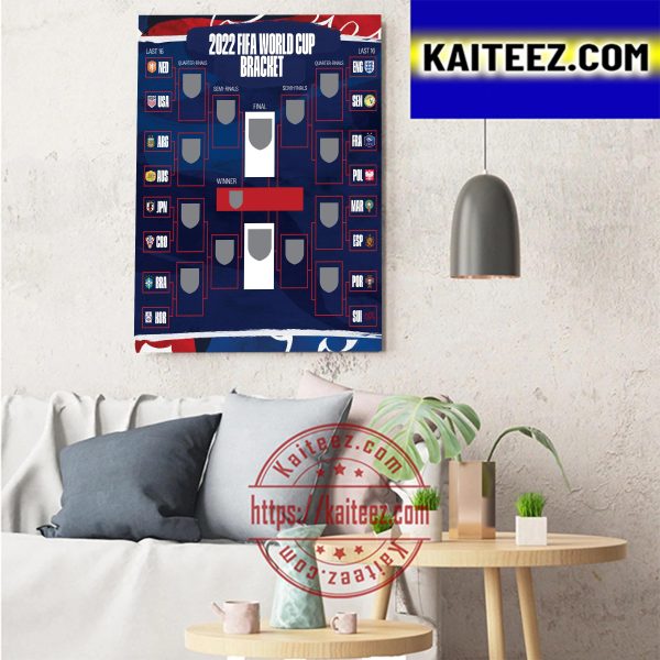 The Last 16 Of The FIFA World Cup Qatar 2022 Bracket Art Decor Poster Canvas