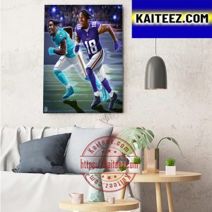 Ty Hill And Justin Jets Jefferson In The Race To The Receiving Yards Crown Art Decor Poster Canvas