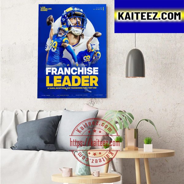 Tyler Higbee All-Time TE Leader In Touchdowns Receptions And Receiving Yards Of Los Angeles Rams Art Decor Poster Canvas