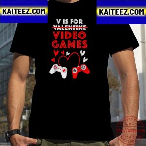 V Is For Video Games Funny Valentines Day 2023 Vintage T-Shirt