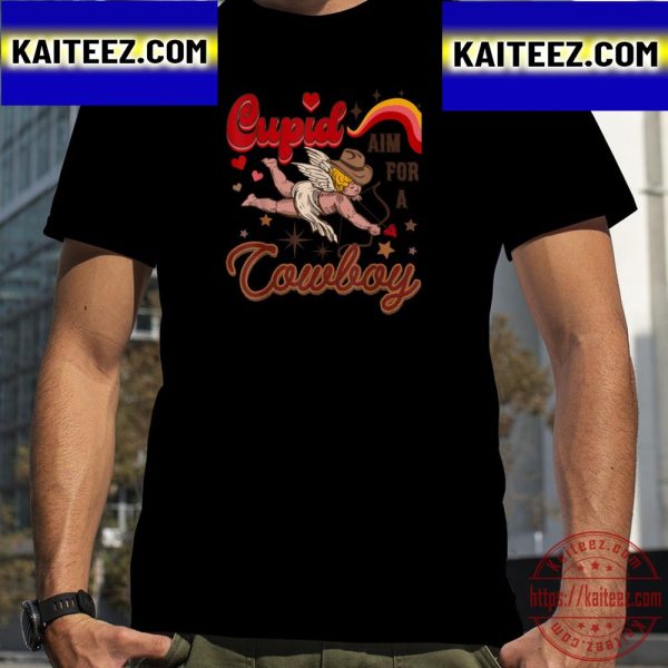 Western Valentine Cupid Aim For A Cowboy Cute Valentines Day Vintage T-Shirt