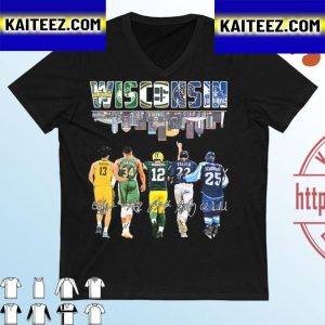Wisconsin Ighodaro Antetokounmpo Rodgers Yelich Signatures Vintage T-Shirt