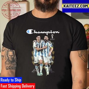 World Cup Winners Julian Alvarez And Lionel Messi FIFA World Cup Champion Signature Vintage T-Shirt