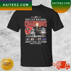 65-07 Georgia Bulldogs Vs TCU Horned Frogs 2023 CFP National Champions Back To Back T-shirt