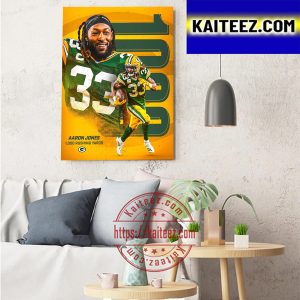 Aaron Jones 1000 Rushing Yards In Career With Green Bay Packers NFL Art Decor Poster Canvas
