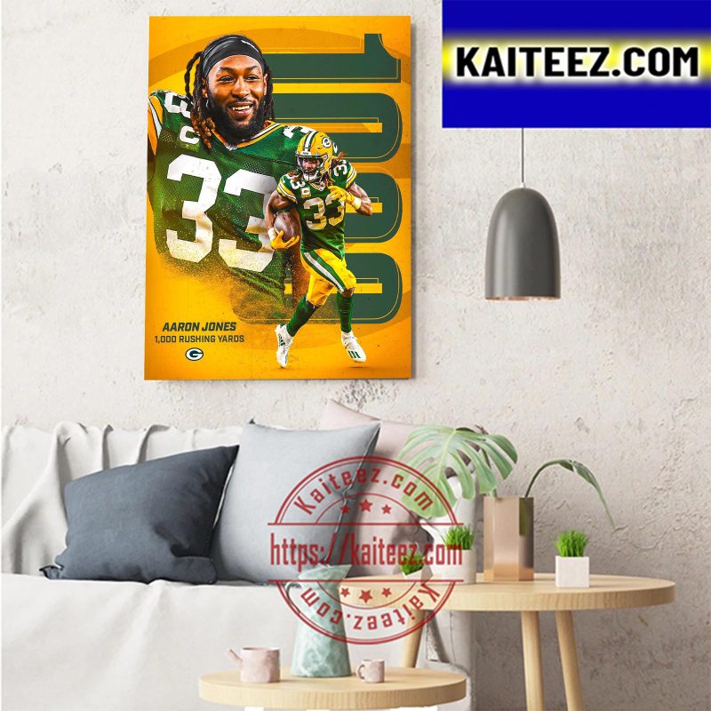 Aaron Jones 1000 Rushing Yards In Career With Green Bay Packers NFL Art