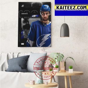 Anthony Cirelli 100 Career NHL Assists For Tampa Bay Lightning Art Decor Poster Canvas