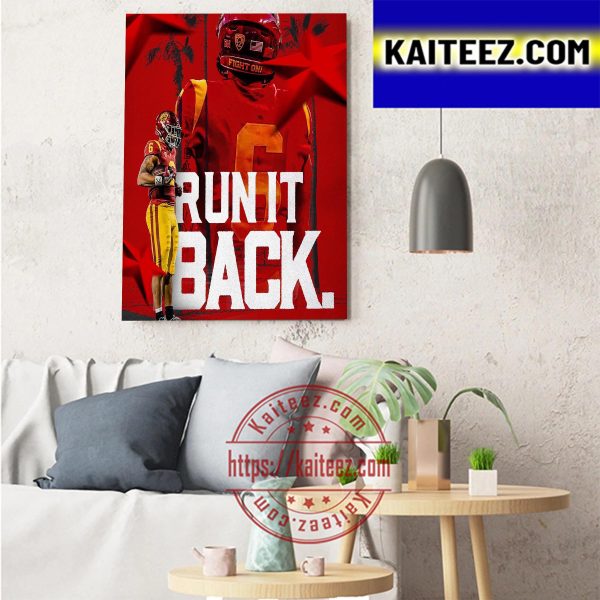 Austin Jones Run It Back USC Trojans Football Art Decor Poster Canvas