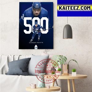Auston Matthews 500 Career Points NHL For Toronto Maple Leafs Art Decor Poster Canvas