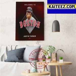 Boston Red Sox Signed INF Justin Turner Art Decor Poster Canvas