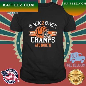 Cincinnati Bengals Back 2 Back Champs 2022 2023 AFC North Champs Helmet T-Shirt