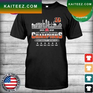 Cincinnati Bengals team name skyline 2022 AFC North Division Champions 2005-2022 T-shirt