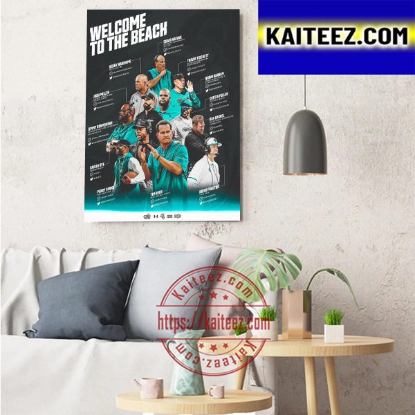 Coastal Football Welcome To The Beach Art Decor Poster Canvas