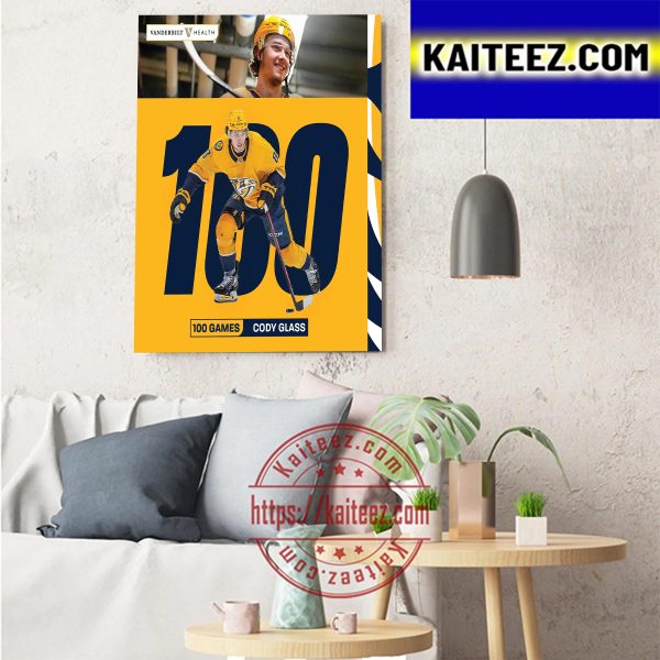 Cody Glass 100 Games NHL For Nashville Predators Art Decor Poster Canvas