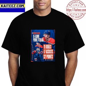 Connor McDavid 16 Game Point Streak With Edmonton Oilers In NHL Vintage T-shirt