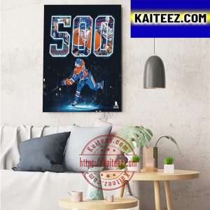 Connor McDavid 500 Career NHL Assists For Captain Edmonton Oilers Art Decor Poster Canvas