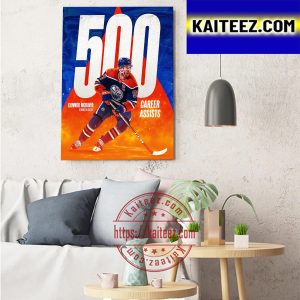 Connor McDavid 500 Career NHL Assists For Edmonton Oilers Art Decor Poster Canvas