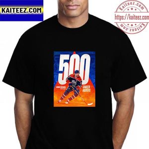 Connor McDavid 500 Career NHL Assists For Edmonton Oilers Vintage T-shirt
