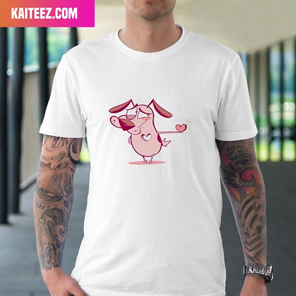 Courage the Cowardly Dog Funny Happy Valentine Day Fashion T-Shirt - Kaiteez