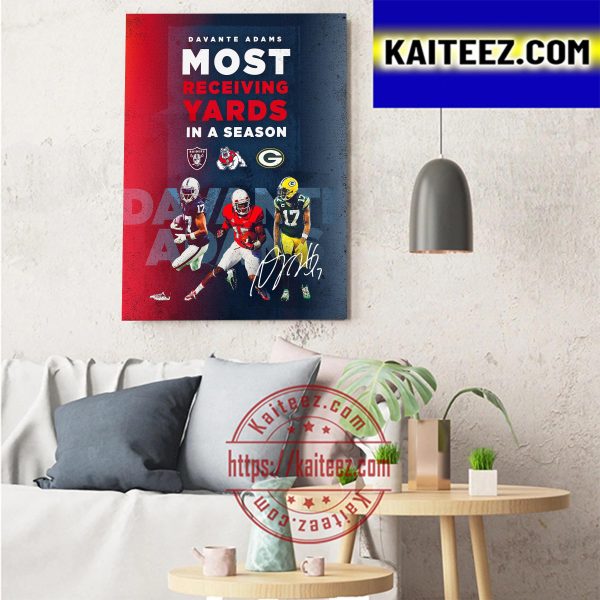 Davante Adams Most Receiving Yards In A Season Art Decor Poster Canvas