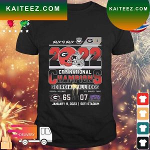 Georgia Bulldogs Vs TCU Horned Frogs 65-07 Back To Back 2023 CFP National Champions T-shirt